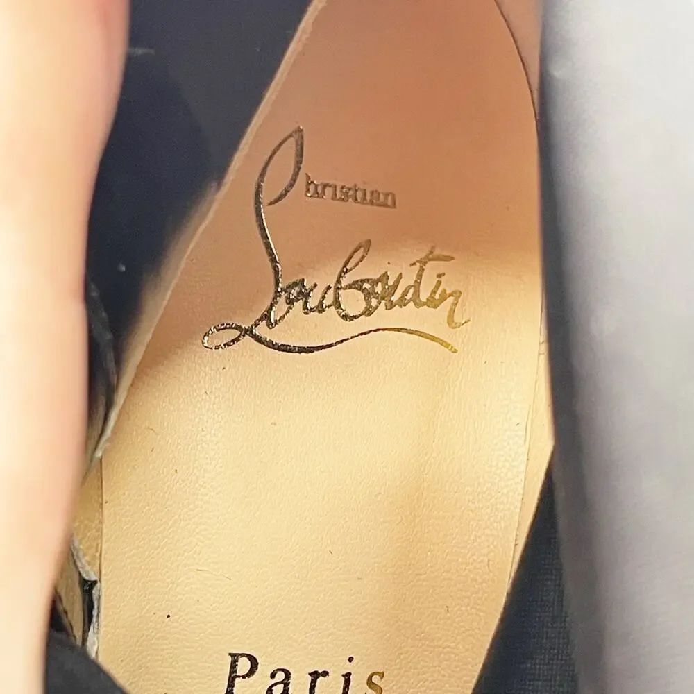 Christian Louboutin Stretchadoxa Black Over the Knee Block Heel Boots EU 37